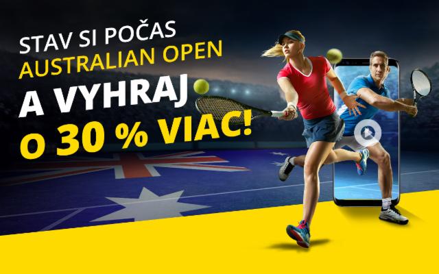 Navýš si svoje výhry počas Australian Open až o 30 %!
