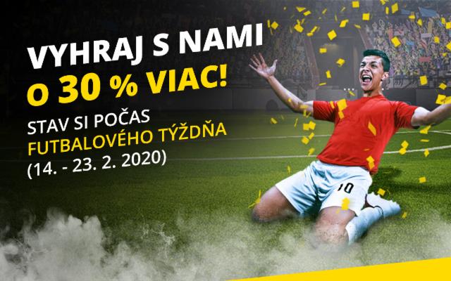 Stav si počas Futbalového týždňa a vyhraj o 30 % viac! 