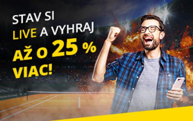 Stav si LIVE počas Roland Garros a vyhraj až o 25 % viac!