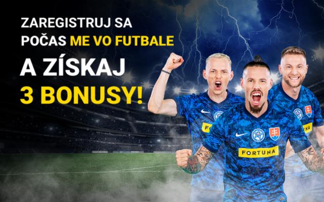Zaregistruj sa počas ME vo futbale a získaj 3 bonusy!