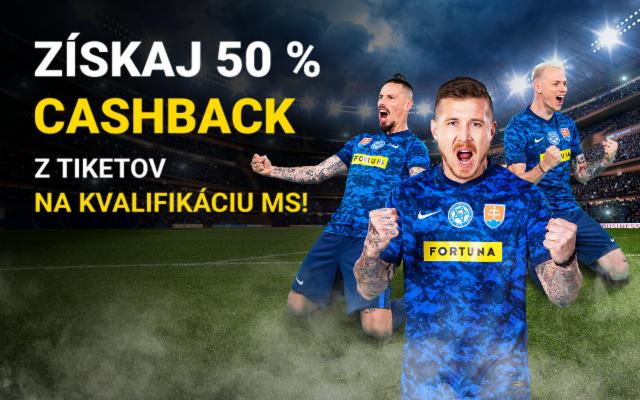 Stav si na zápasy kvalifikácie MS a získaj 50 % cashback!