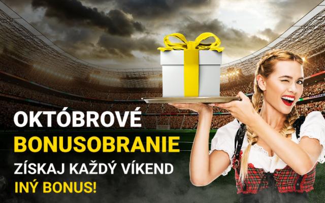 OKTÓBROVÉ BONUSOBRANIE: Získaj každý víkend iný bonus!