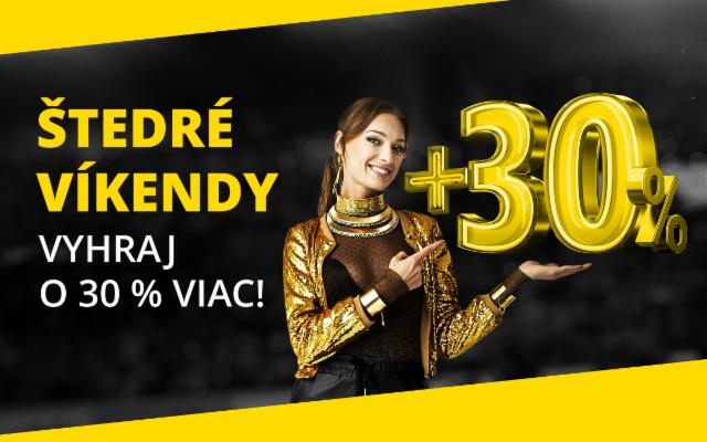 Vyhraj počas Štedrých víkendov s Fortunou až o 30 % viac!