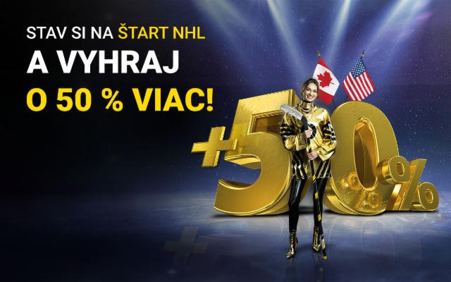 Stav si na štart NHL a vyhraj až o 50 % viac!