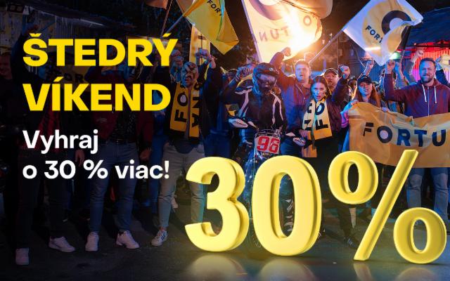 Vyhraj počas Štedrých víkendov s Fortunou až o 30 % viac!