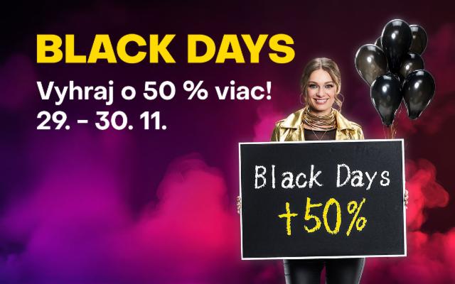 Vyhraj počas Fortuna Black Days až o 50 % viac!