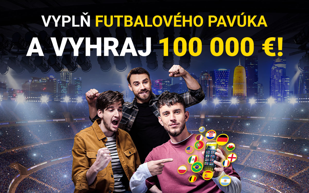 Vyplň futbalového pavúka a vyhraj 100 000 €!